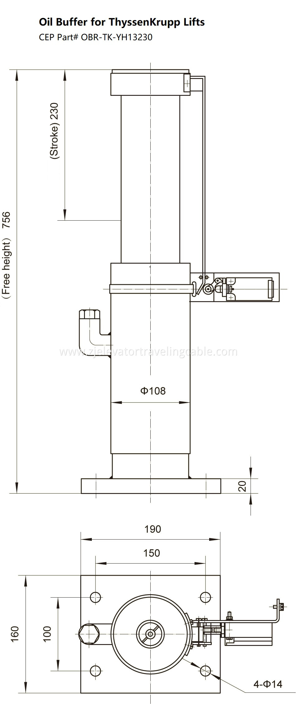 Oil Buffer for ThyssenKrupp Elevators